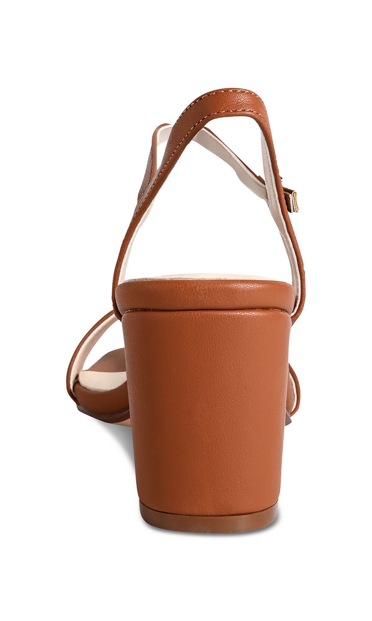 The True Tan Prom Shoes: Touch Ups 4771 are brown, open-toe block heels with a rear-view slingback strap, smooth finish, and buckle closure.